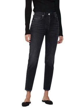 Citizens of Humanity Black Straight Jeans Women Distressed Raw Hem Premium Vint…
